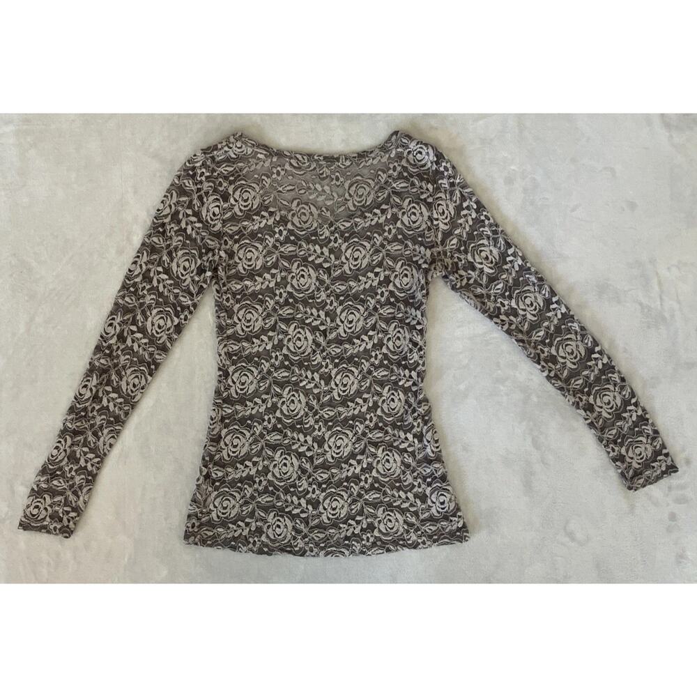 Lace Flower Mesh Long Sleeved Shirt Romantic Date Night Size Medium Fairy Whimsy